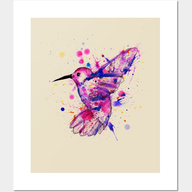 Hummingbird Watercolor Wall Art by LVBart